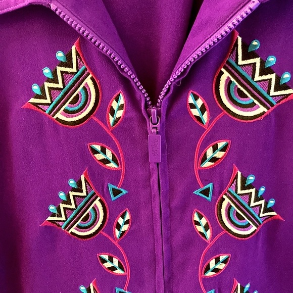 Bob Mackie Purple Pants and Jacket Set.  So soft like baby fine velour. Lined. - Picture 3 of 9